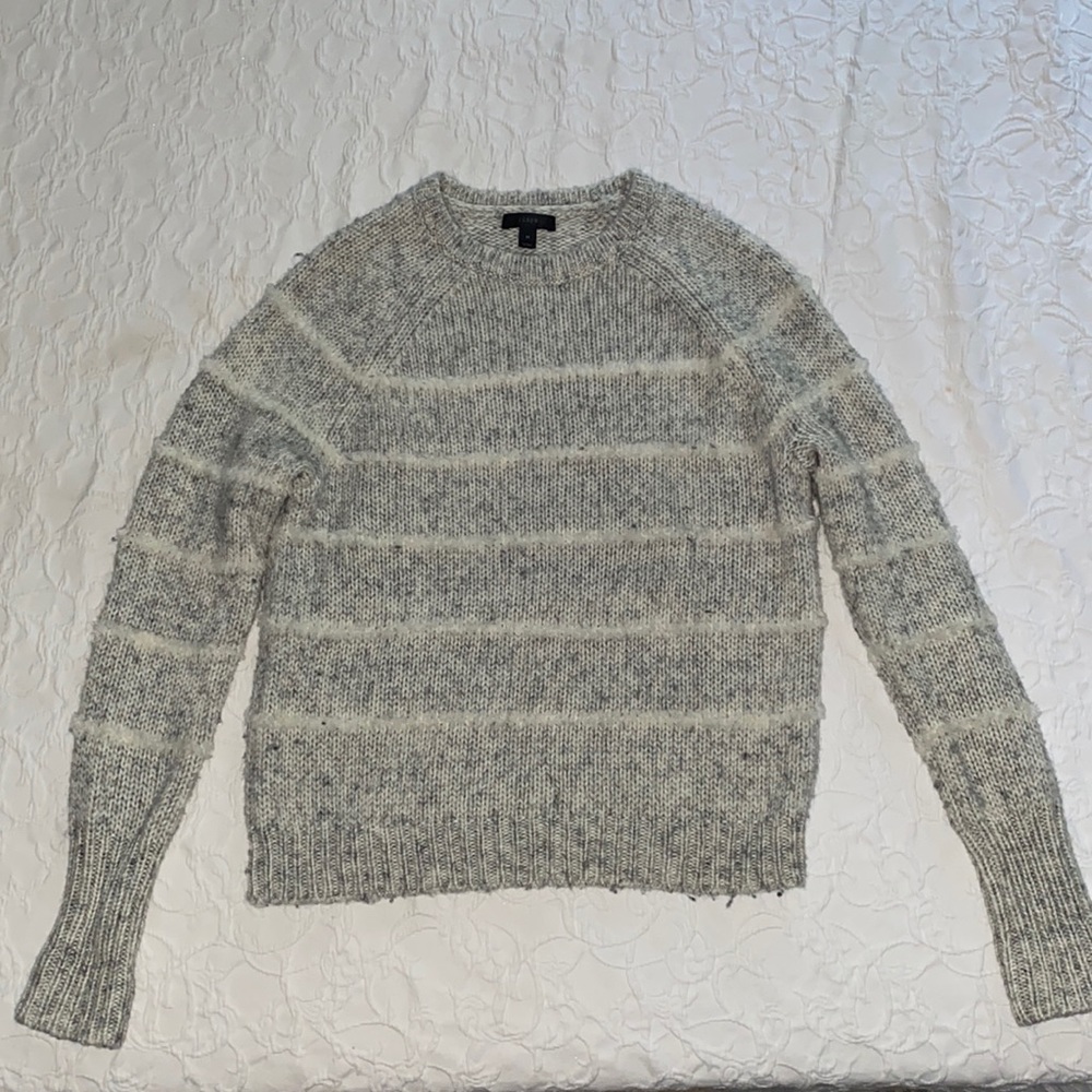 J. Crew Grey Striped Sweater in M